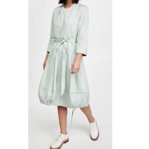 Tibi Harrison Eco Cotton V Neck Midi Dress 00 Green NWT